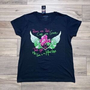 Frontline Military Apparel Womens My Son Is A Marine T-Shirt Size XL Black